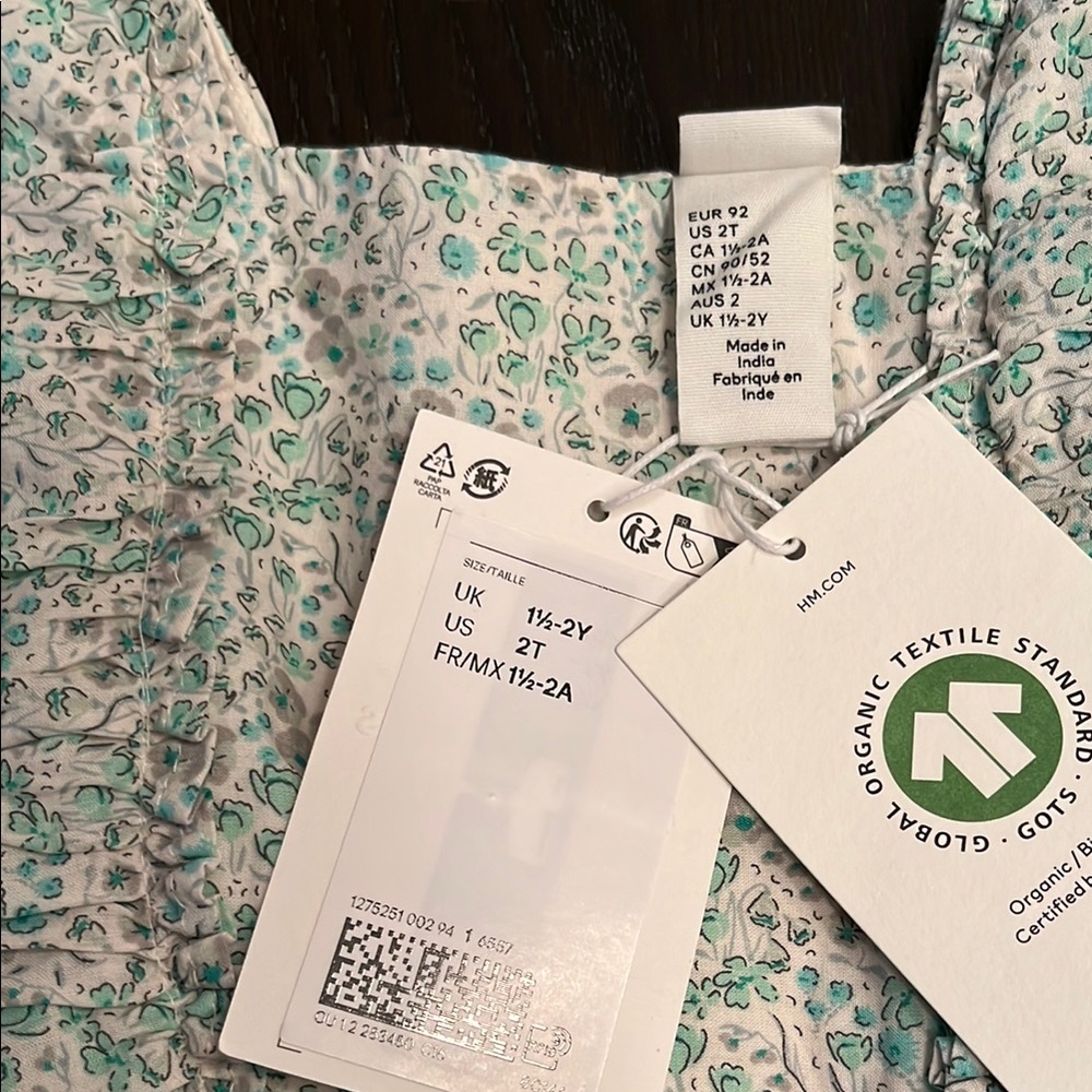 H&M Kids Casual Dress with Floral Pattern green and white